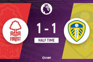 半场-恩梅查破门桑加雷扳平比分 诺丁汉森林1-1利兹联