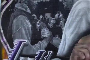 重温昔日温情时刻东契奇与科比&Gigi的最新壁画~